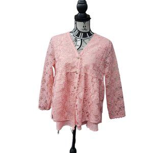 E-Retro Women's sz Large Pink Lace Jacket NWT